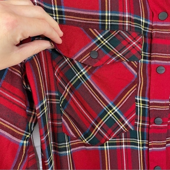 Sanctuary Button Front Tartan Plaid Boyfriend Pocket Shirt NWT - Picture 4 of 10